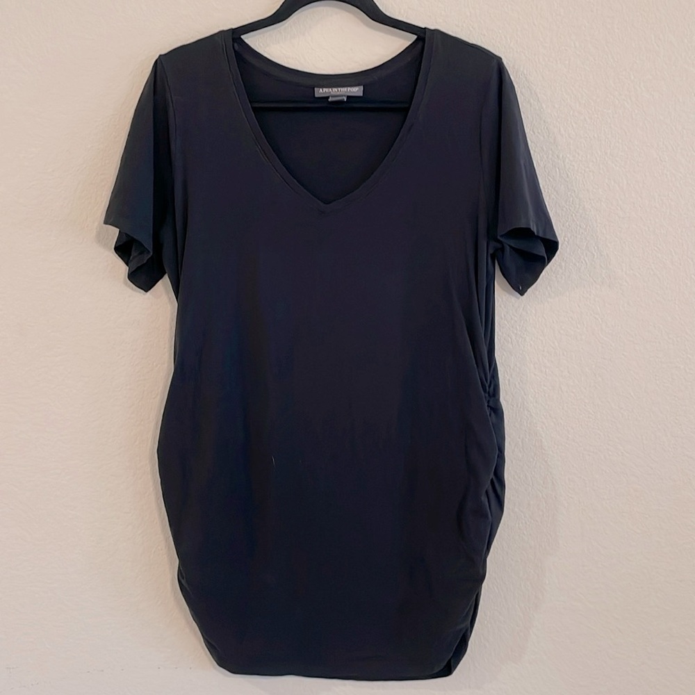 A Pea in the Pod Women’s Shirt Black Stretch Cotton Classic Contemporary Preppy